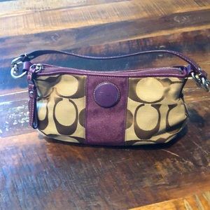 Coach Signature Purse- Purple Stripe/ Khaki